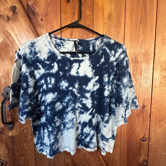 Joe's Jeans Blue and White Tie-Dye Short Sleeve Tee - Picture 1 of 2